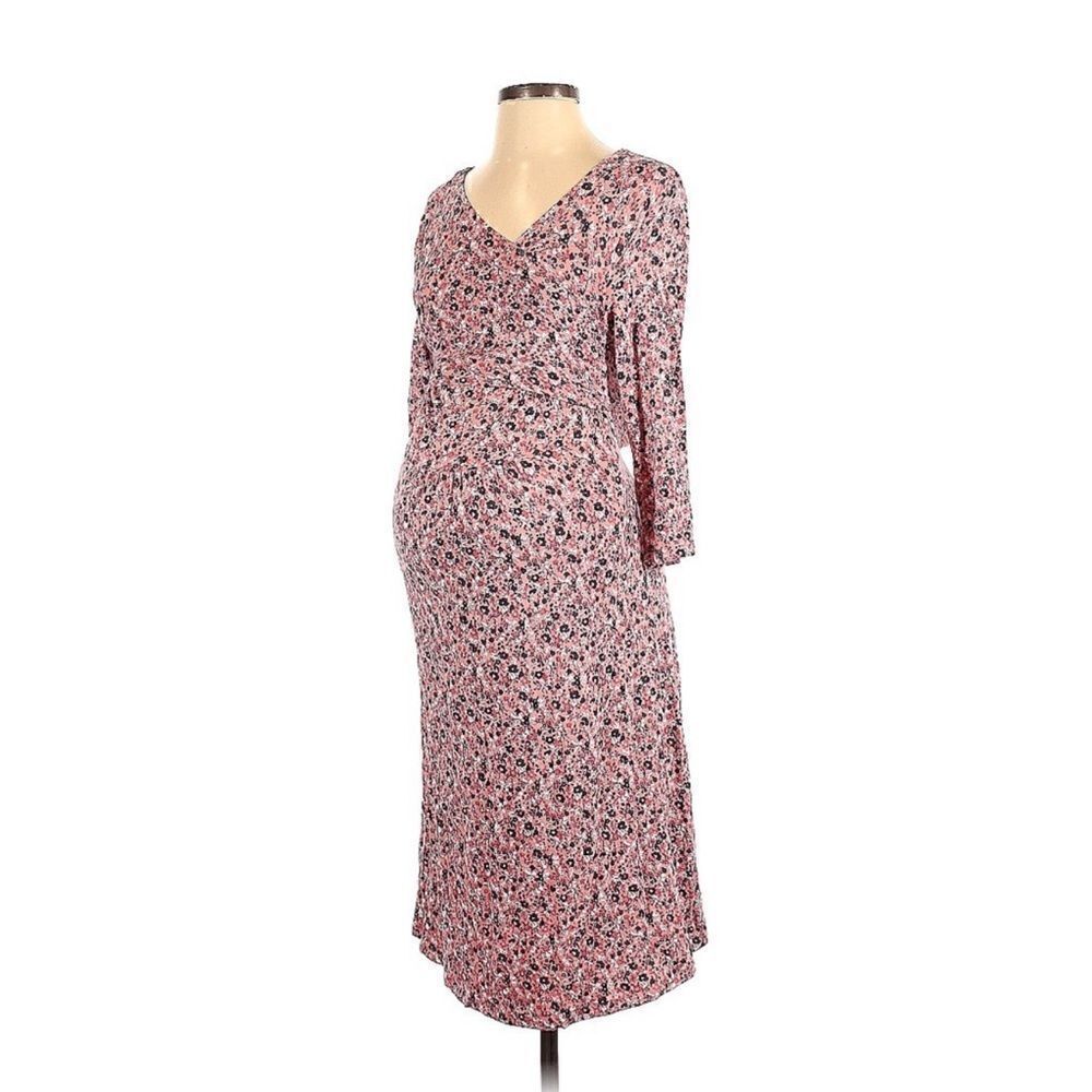 Gap Maternity Wrap Dress Pink Floral XS
